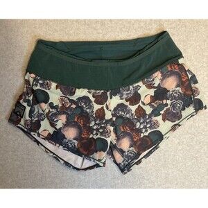 Oiselle Sz 4 Running Shorts Roga Utility Belt Style Green Botanical Pockets